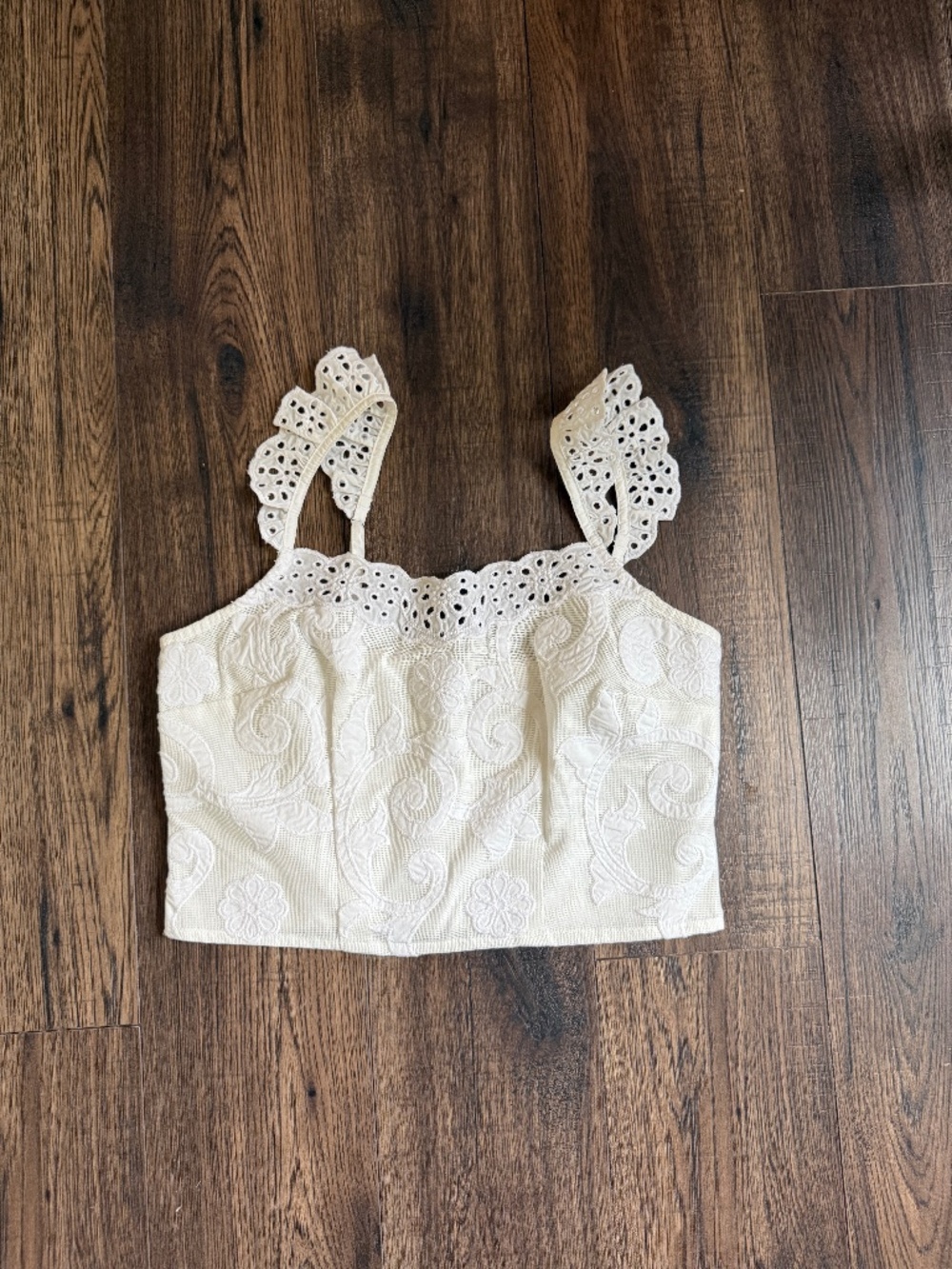 Abercrombie White Eyelet Embroidered Tank Top Size Medium